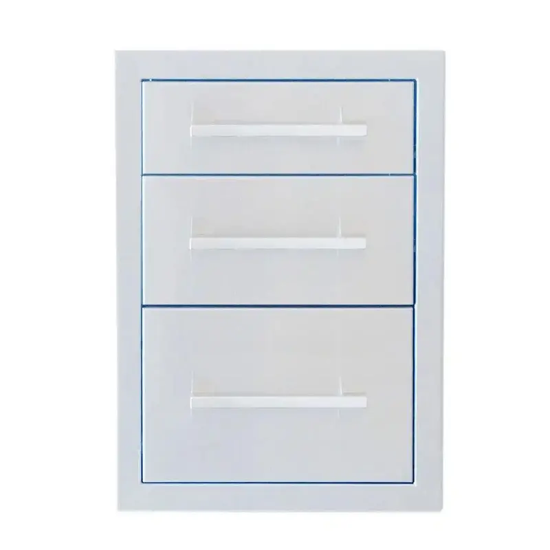 Sunstone Signature Series 18" Stainless Steel Beveled-Frame Triple-Drawer Cabinet 1