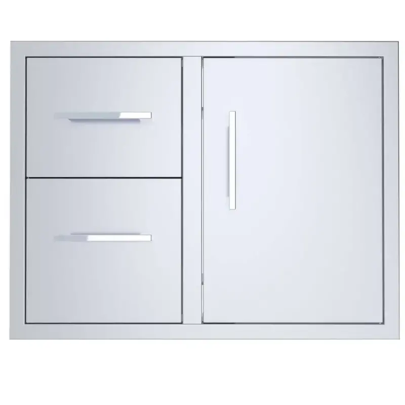 Sunstone Signature Series 30" Stainless Steel Beveled-Frame Drawer-And-Door Storage Unit 1