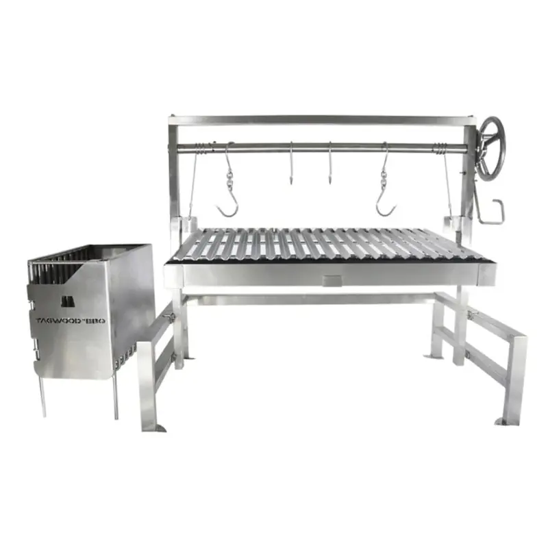 Tagwood Santa Maria Bbq09Ss 40" Gaucho Grill – Stainless Steel Insert With V-Grate & Height-Adjustable Wheels 1