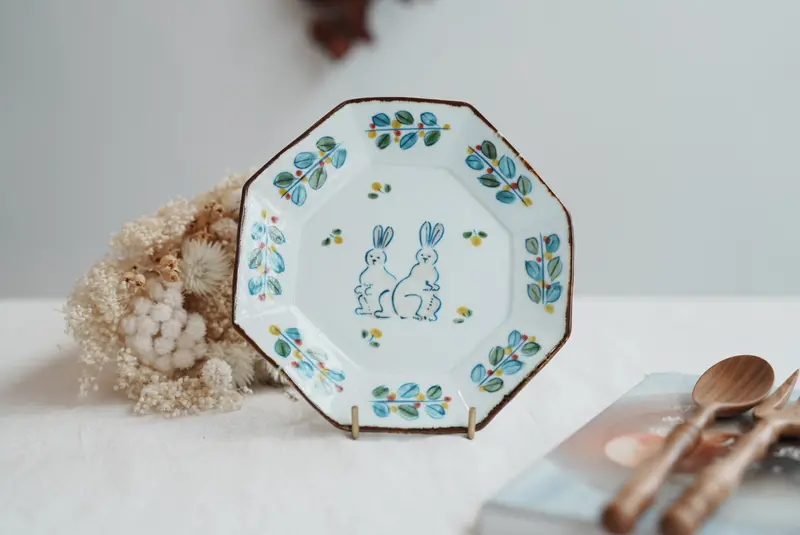 Tata Pottery Studio Octagonal Porcelain Plate Tp05 #4 – Medium Size 1