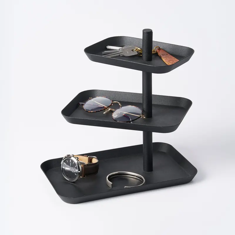 Three-Tier Rotating Display Tray – Matte Steel Finish 1