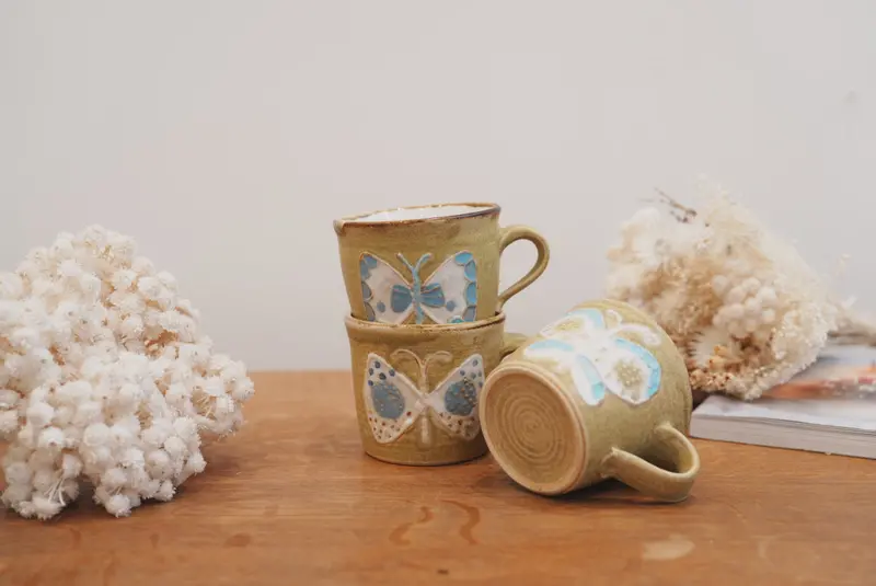 Tomoko Kubo Yellow Butterfly Ceramic Mug – Tk04, Delicate Studio Craft 1
