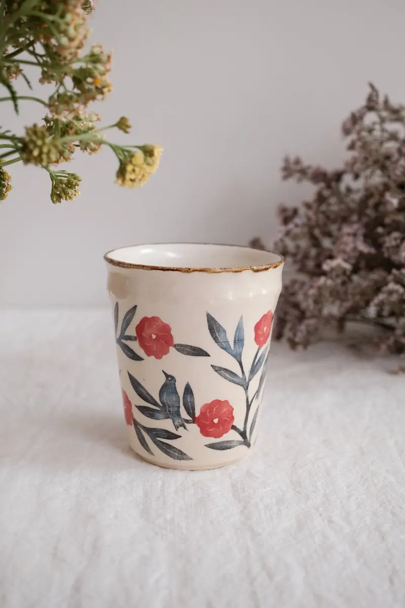 Tomoko Nakagaki Watercolor Free-Form Ceramic Cup – Kp13 1