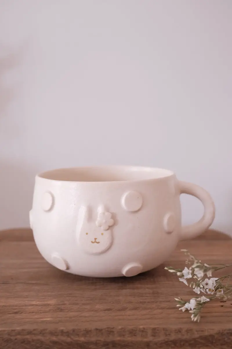 Tomoko Sano Bunny-Themed Ceramic Round Mug 1