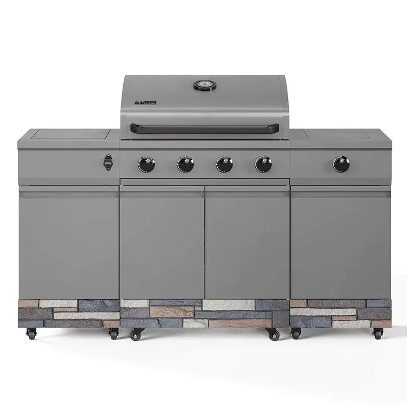 Tytus Fresno Gunmetal Gray & Ash Stacked Stone Island Grill 1