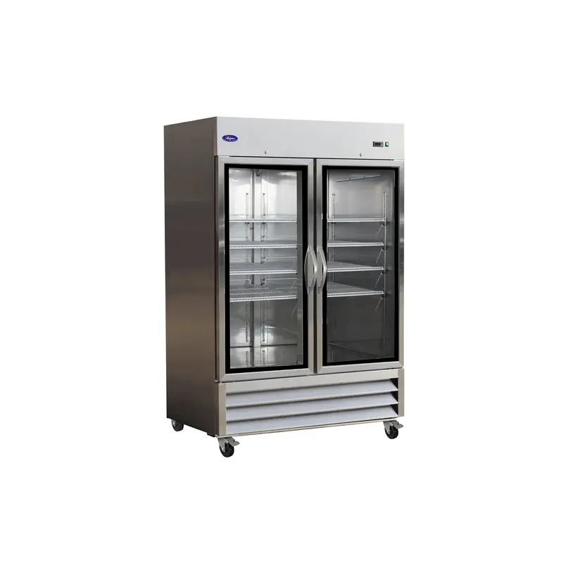 Valpro 49 Cu. Ft. Stainless Steel Double-Glass-Door Reach-In Refrigerator 1