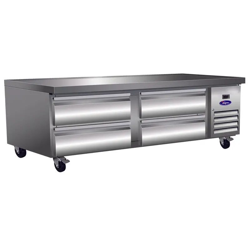 Valpro 74-Inch Stainless Steel Chef Base Refrigerator – Quad-Drawer Commercial Prep Station 1