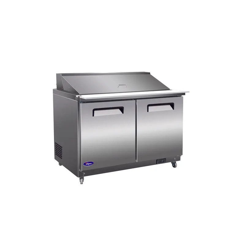 Valpro Stainless Steel Mega Prep Refrigerator – 48" X 35" Two-Door With 18-Pan Top 1