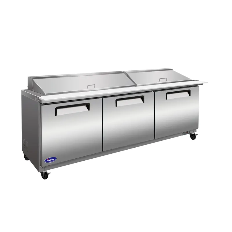 Valpro Stainless Steel Mega Prep Refrigerator – 72" X 35" Three-Door With 27-Pan Top 1