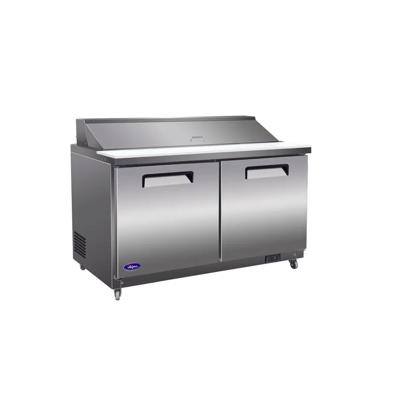 Valpro Stainless Steel Prep Refrigerator – 61" X 30" Two-Door With 16-Pan Food Prep Top 1