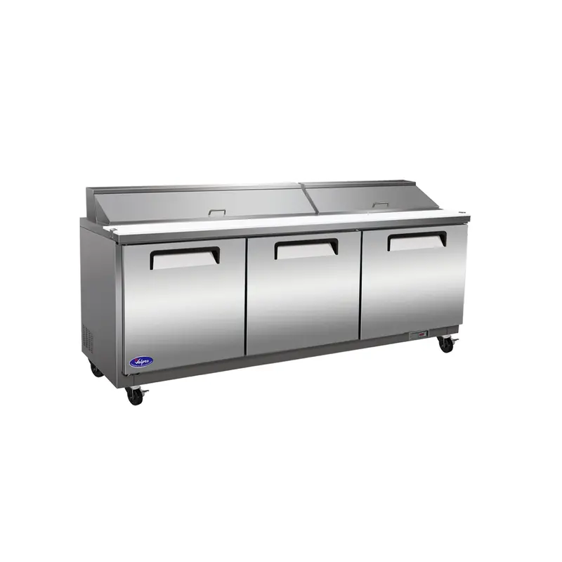 Valpro Stainless Steel Prep Refrigerator – 72" X 30" Three-Door With 18-Pan Food Prep Top 1
