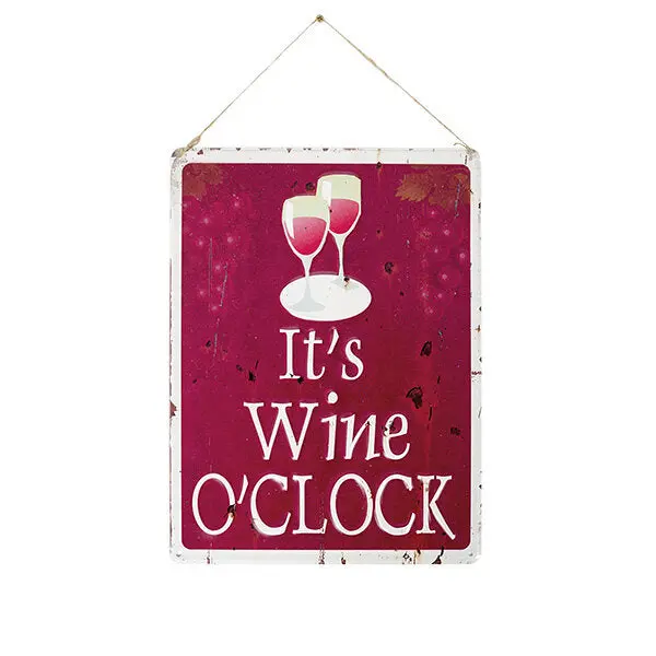 'Wine-O Clock' Rustic Wall Art Sign 1
