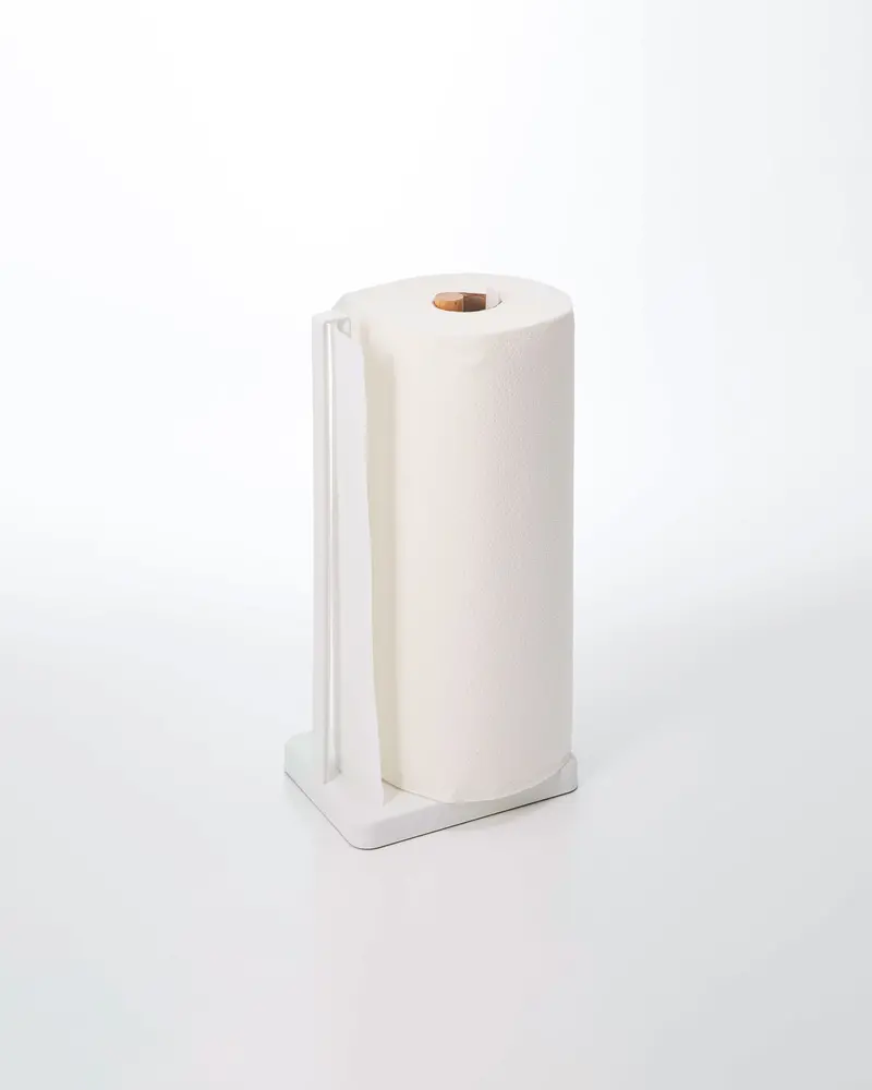 Wooden-Accent Paper Towel Holder – Steel Core With Natural Finish 1