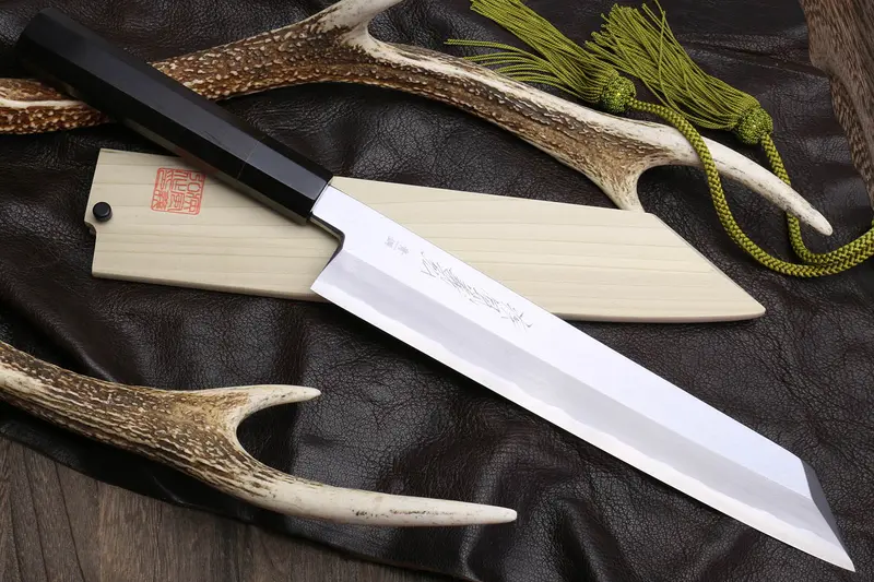 Yoshihiro Aonamiuchi Blue Steel #1 Kiritsuke Chef Knife With Ebony Handle 1