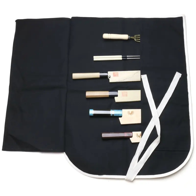 Yoshihiro Black Cotton Knife Pouch – 6-Slot Storage Bag 1