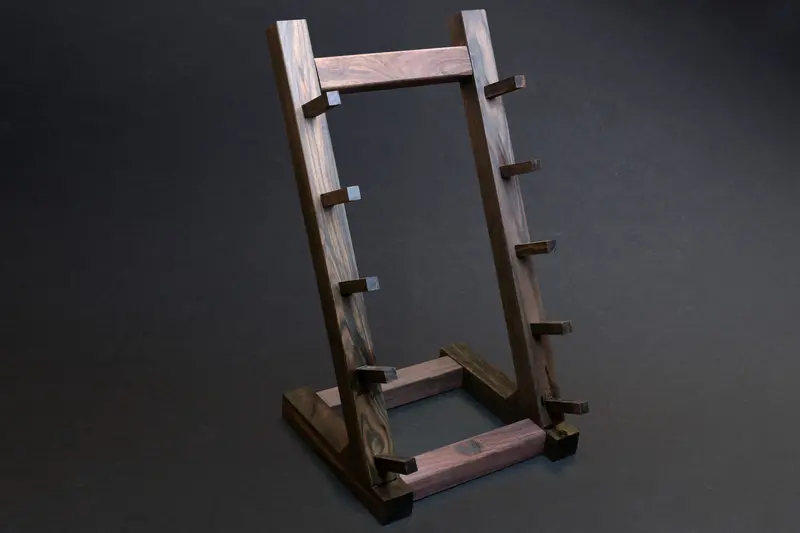 Yoshihiro Dual-Tone Knife Rack Stand: Ebony And Rosewood Chef Organizer 3