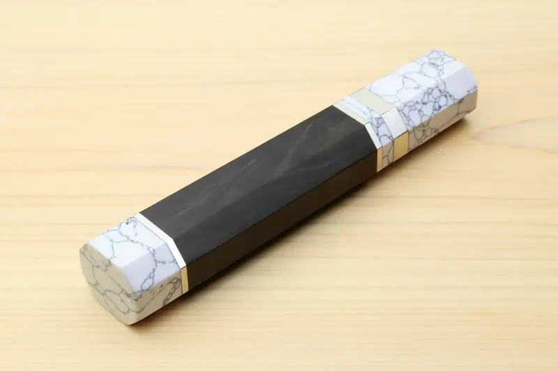 Yoshihiro Ebony Handle With Howlite Bolster – Custom Fit For Kiritsuke Knife 1
