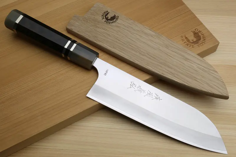 Yoshihiro Hap40 Santoku Knife – Multipurpose Chef’S Blade With Octagonal Ebony Handle & Triple Ring 1