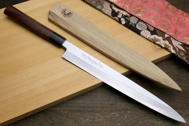 Yoshihiro Kasumi White Steel Yanagi Sashimi Knife – Rosewood Handle 1
