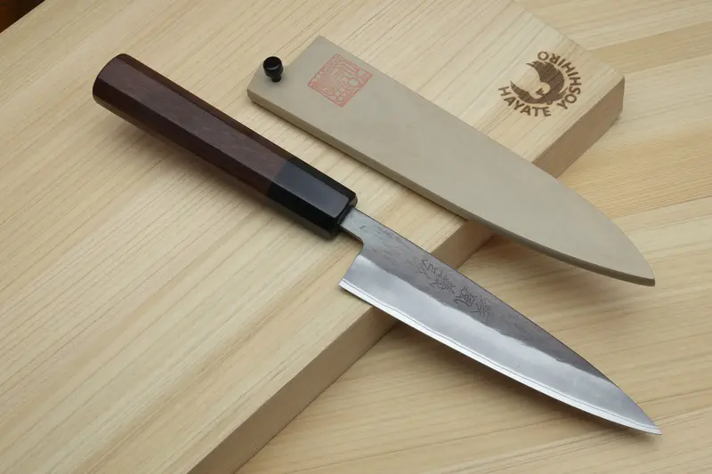 Yoshihiro Kurouchi Blue Steel Petty Knife – Black-Forged Clad Blade, Shitan Wood Handle 2