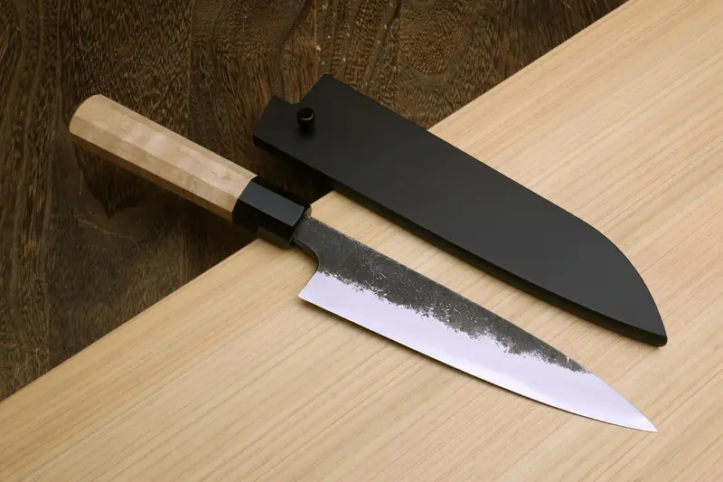 Yoshihiro Mazaki White Steel Petty Knife – Nashiji Finish, Camphor Wood Handle 2