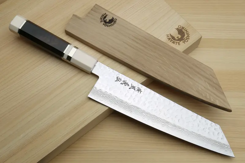 Yoshihiro Vg-10 Kiritsuke Chef Knife – 240Mm Hammered Damascus Blade, Ivory Octagonal Handle 1