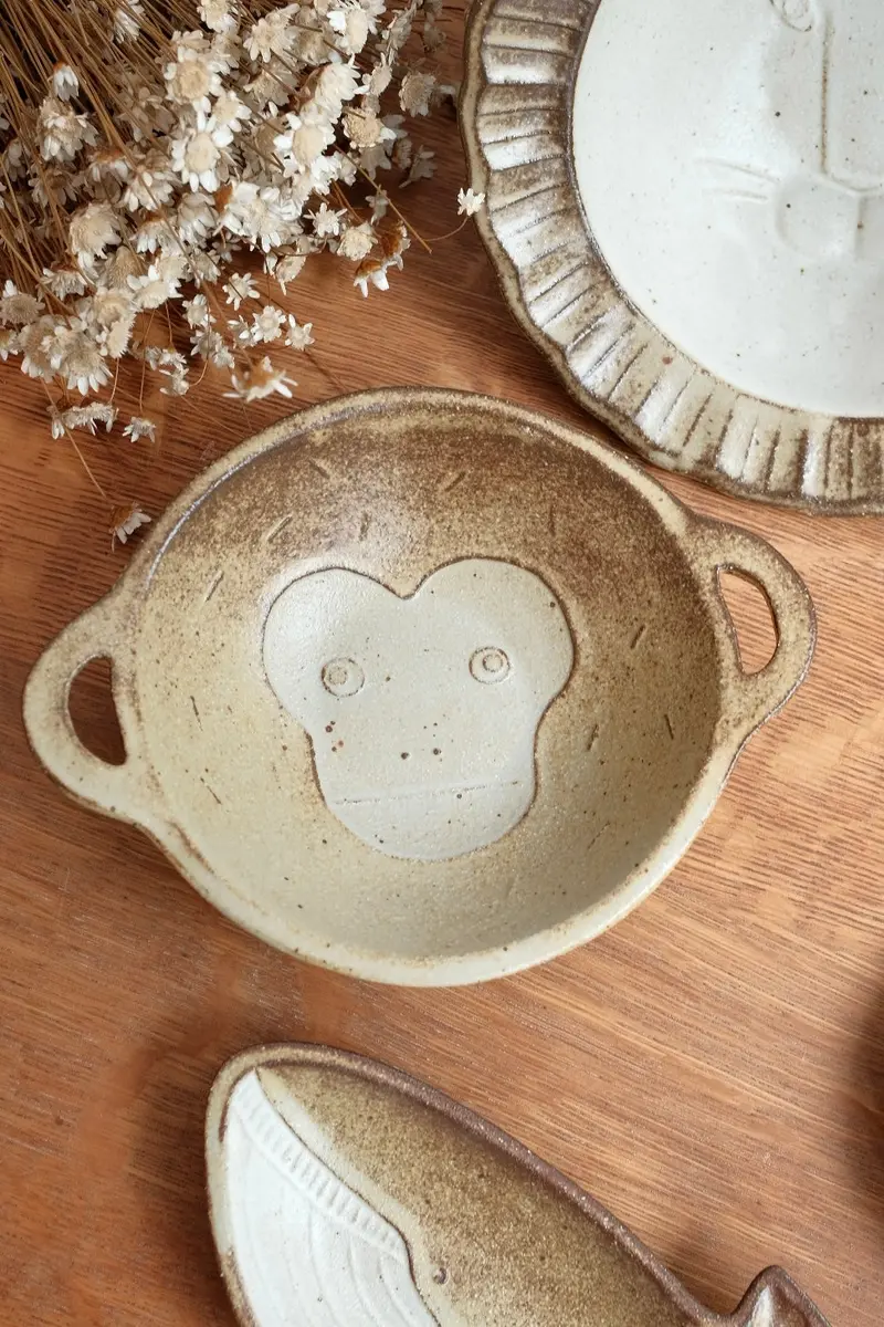 Yoshizawa Monkey Design Mashiko Small Bowl 1